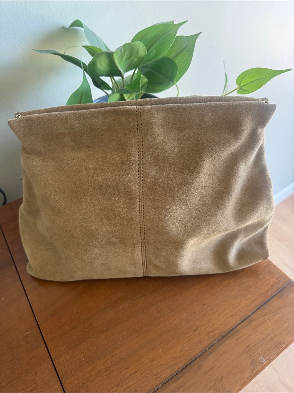 Flattered Tan Suede Clutch - Picture 2 of 7